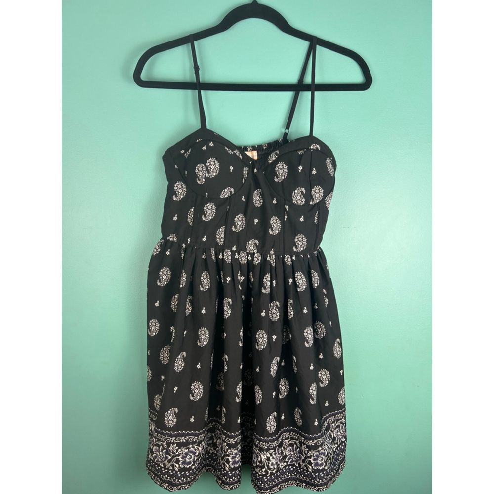 Women's Band of Gypsies Black White Paisley Mini Dress Size M